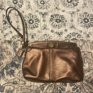 Coach Bronze/Gold leather wristlet